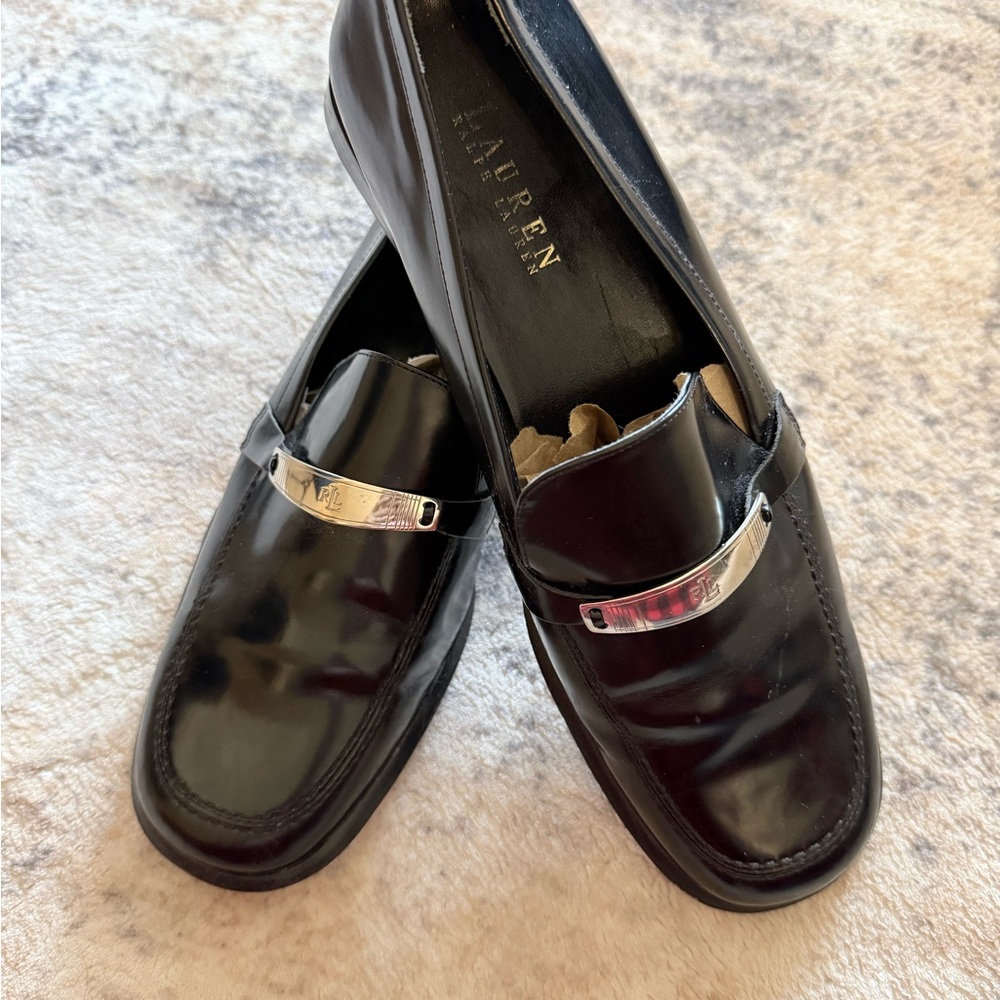Ralph Lauren Black Leather Women's Loafers